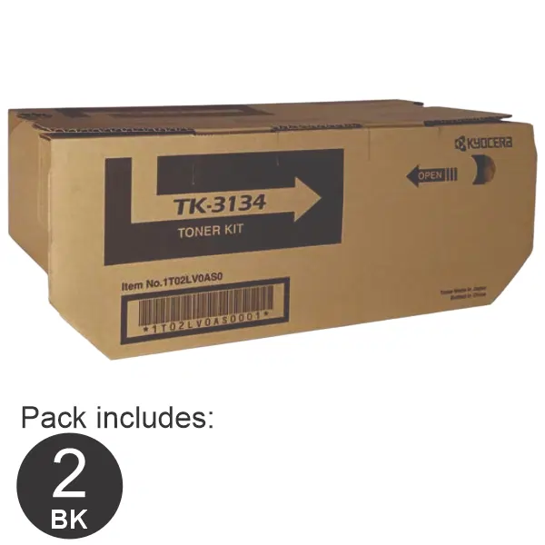 2 x Kyocera TK3134 Black Toner Cartridge TK-3134