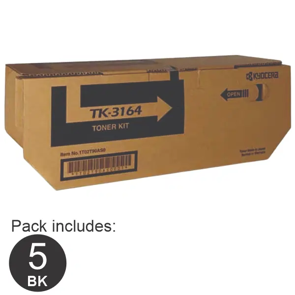5 x Kyocera TK3164 Black Toner Cartridge TK-3164