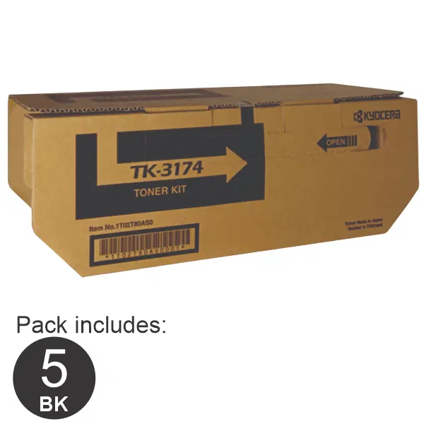 5 x Kyocera TK3174 Black Toner Cartridge TK-3174
