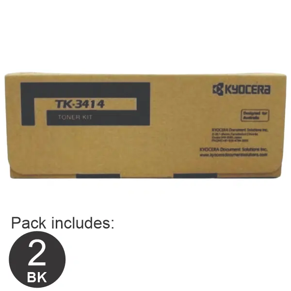 2 x Kyocera TK3414 Black Toner Cartridge TK-3414