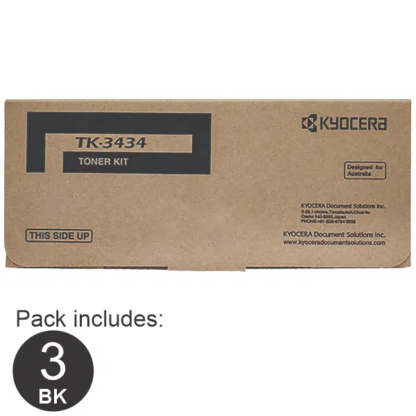 3 x Kyocera TK3434 Black Toner Cartridge TK-3434
