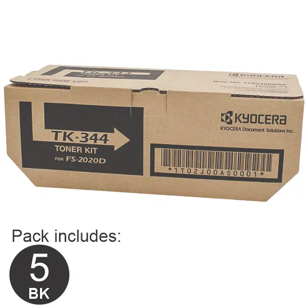 5 x Kyocera TK344 Black Toner Cartridge TK-344