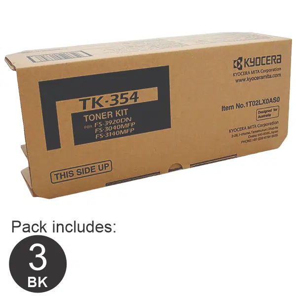 3 x Kyocera TK354B Black Toner Cartridge TK-354B