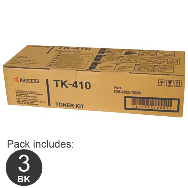 3 x Kyocera TK410 Black Toner Cartridge TK-410