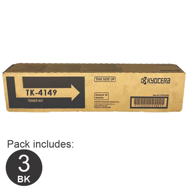 3 x Kyocera TK4149 Black Toner Cartridge TK-4149