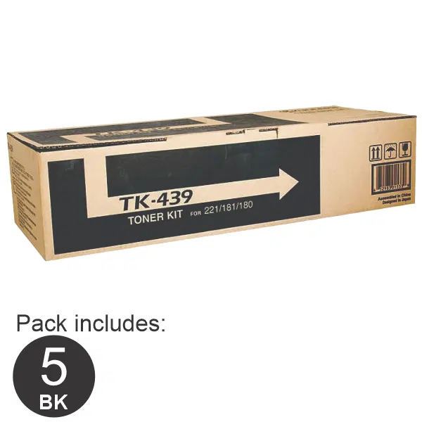 5 x Kyocera TK439 Black Toner Cartridge TK-439