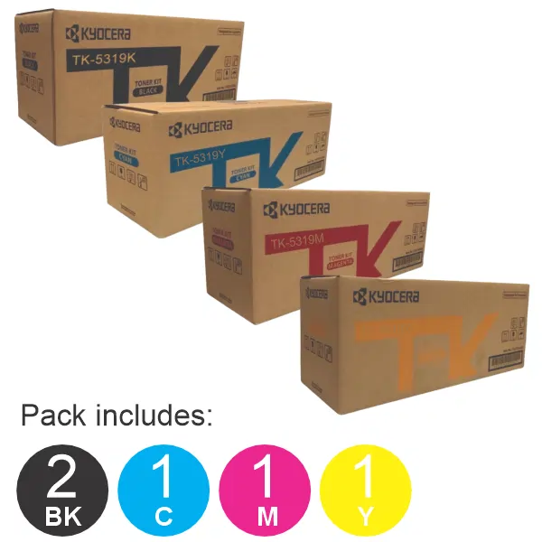 5 Pack Kyocera TK5319 (1BK,1C,1M,1Y) Toner Cartridges