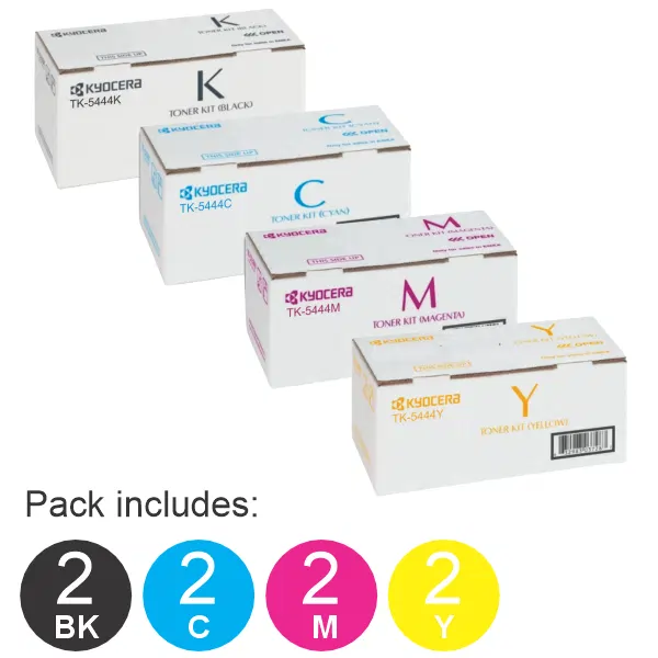 8 Pack Kyocera TK5444 (1BK,1C,1M,1Y) Toner Cartridges