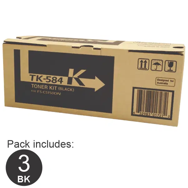 3 x Kyocera TK584 Black Toner Cartridge TK-584K