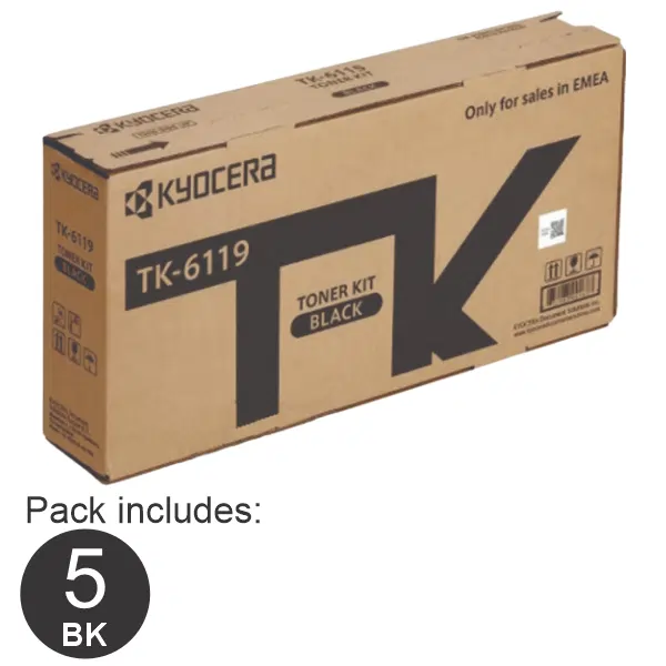 5 x Kyocera TK6119 Black Toner Cartridge TK-6119