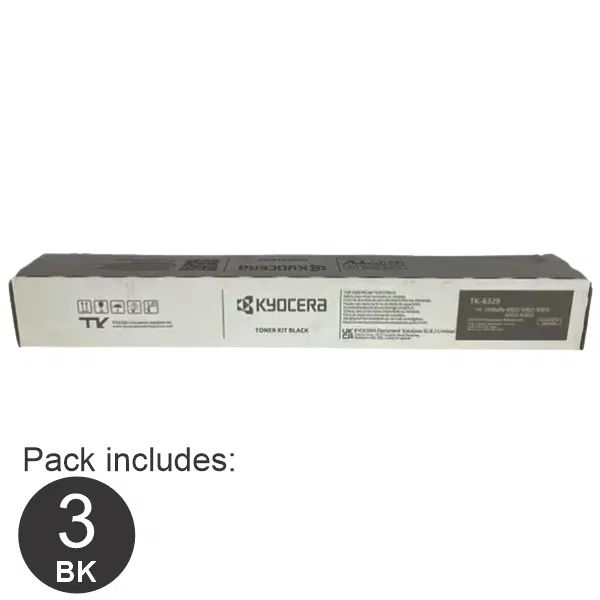 3 x Kyocera TK6329 Black Toner Cartridge TK-6329