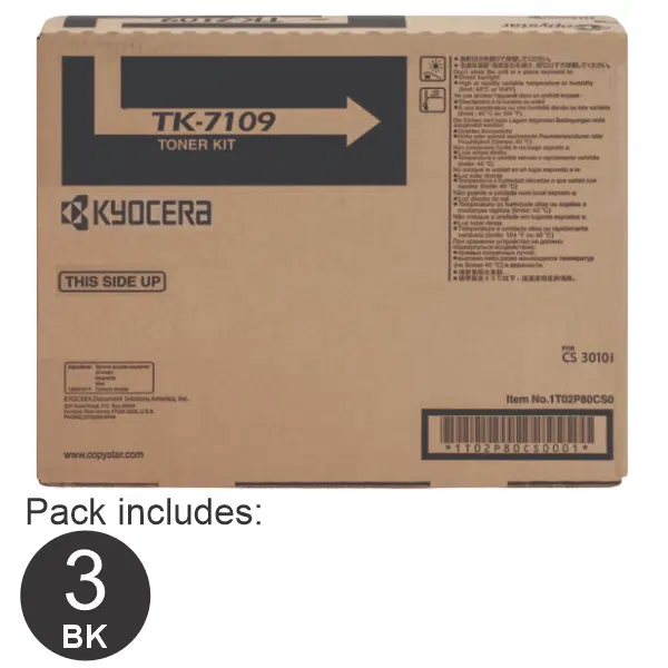 3 x Kyocera TK7109 Black Toner Cartridge TK-7109