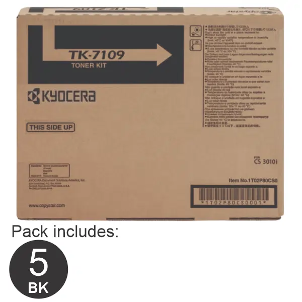 5 x Kyocera TK7109 Black Toner Cartridge TK-7109
