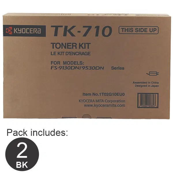 2 x Kyocera TK710 Black Toner Cartridge TK-710
