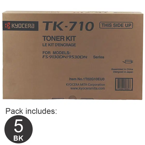 5 x Kyocera TK710 Black Toner Cartridge TK-710