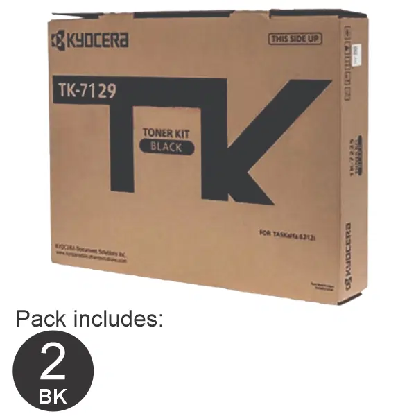 2 x Kyocera TK7129 Black Toner Cartridge TK-7129