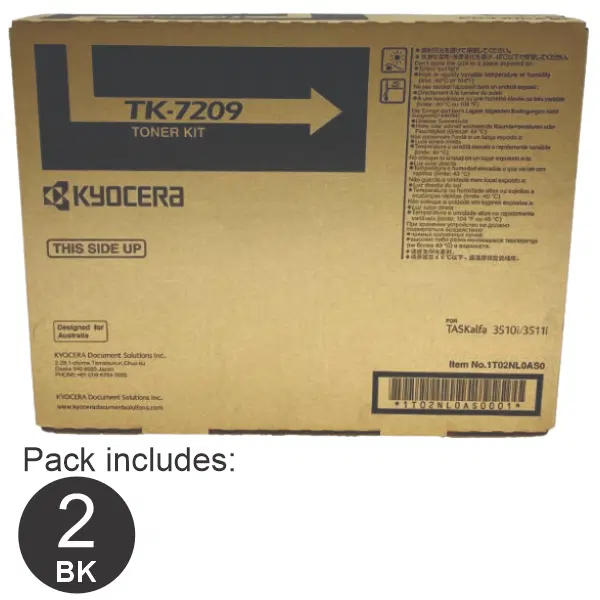 2 x Kyocera TK7209 Black Toner Cartridge TK-7209