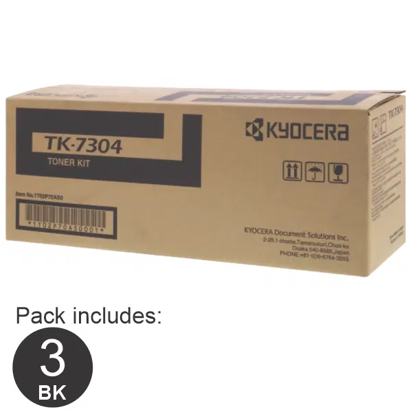 3 x Kyocera TK7304 Black Toner Cartridge TK-7304