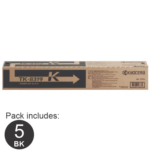 5 x Kyocera TK8319 Black Toner Cartridge TK-8319K