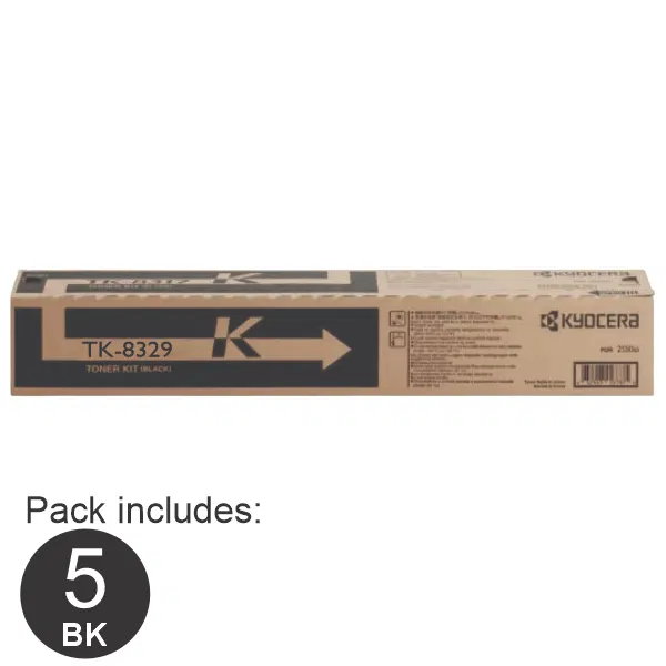 5 x Kyocera TK8329 Black Toner Cartridge TK-8329K