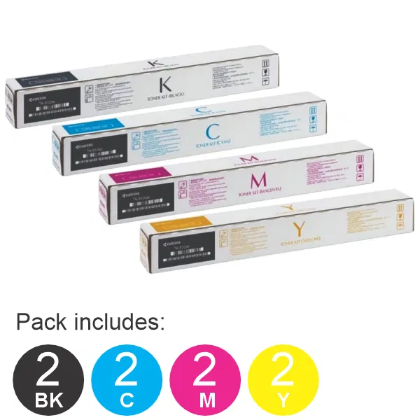 8 Pack Kyocera TK8339 (1BK,1C,1M,1Y) Toner Cartridges