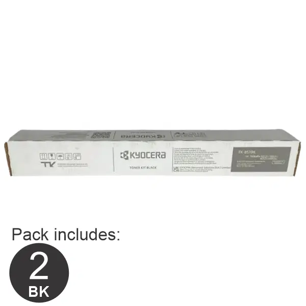2 x Kyocera TK8519K Black Toner Cartridge TK-8519K