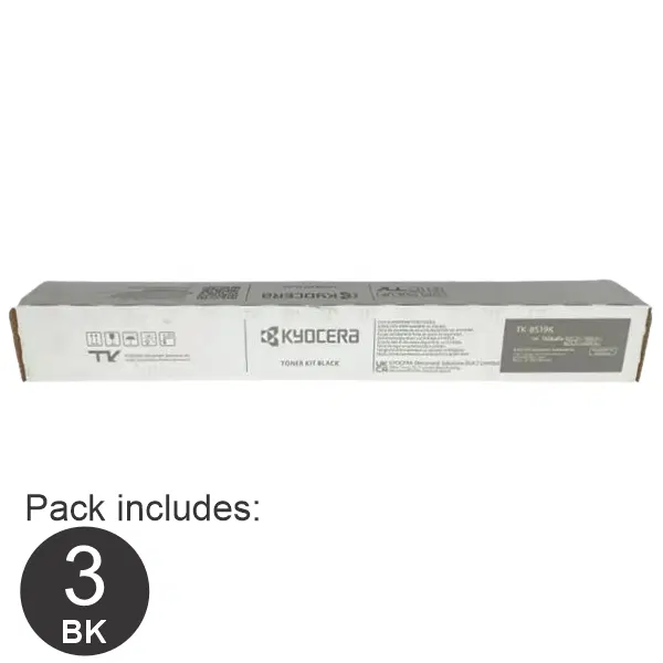 3 x Kyocera TK8519K Black Toner Cartridge TK-8519K