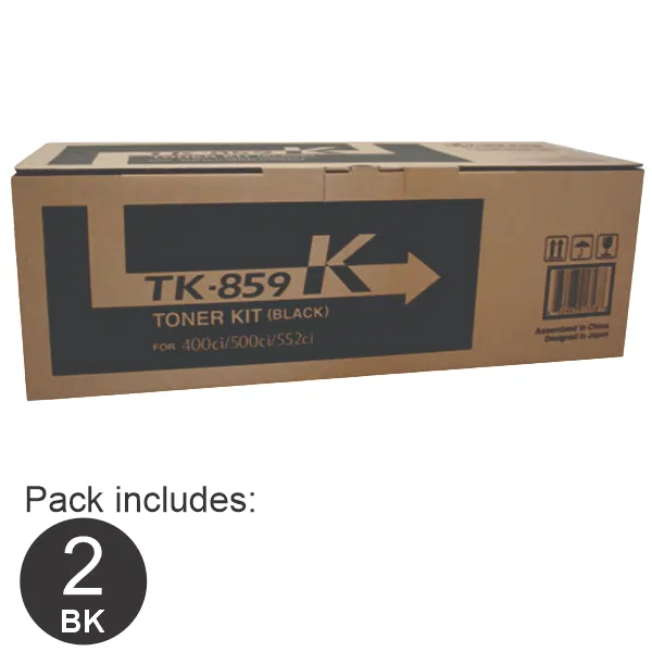 2 x Kyocera TK859 Black Toner Cartridge TK-859K