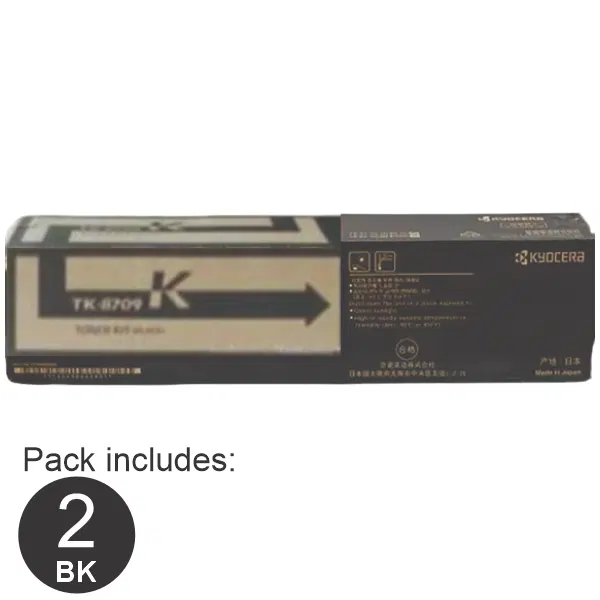 2 x Kyocera TK8709K Black Toner Cartridge TK-8709K