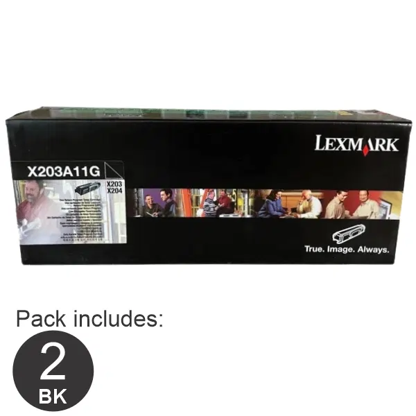 2 x Lexmark X203A11G Black Toner Cartridge X203A11G