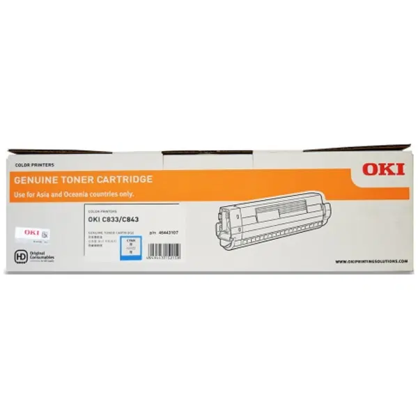 OKI C833N Cyan Toner Cartridge 46443107