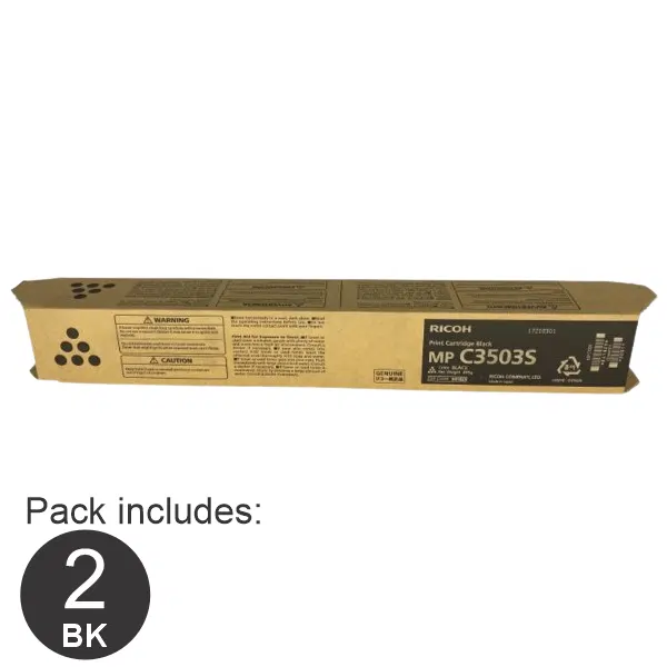 2 x Ricoh MPC3003 Black Toner Cartridge 841829