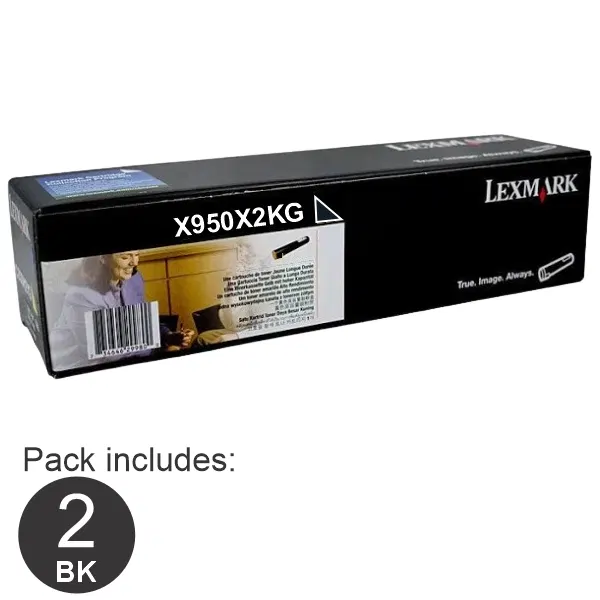 2 x Lexmark X950X2KG Black Toner Cartridge X950X2KG