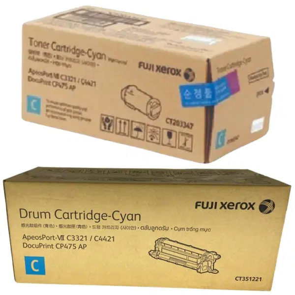 Fuji Xerox CT351221 Cyan Drum Unit & Fuji Xerox CT203347 Cyan Toner Cartridge