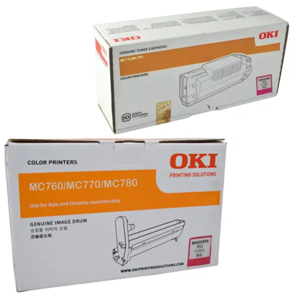 Oki MC770 Magenta Drum Unit & OKI MC770/MC780 Magenta Toner Cartridge 45395706 45396206