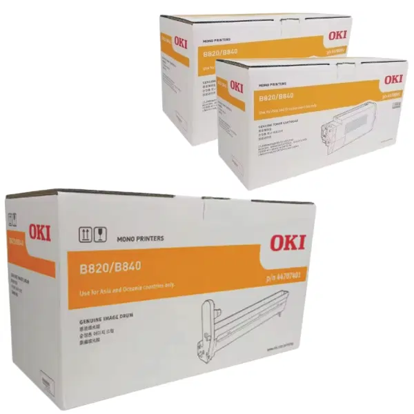 Oki B820 Drum Unit & 2 x OKI B820 Black Toner Cartridge