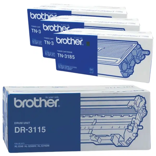Brother DR3115 Drum Unit & 3 x Brother TN3185 Black Toner Cartridge