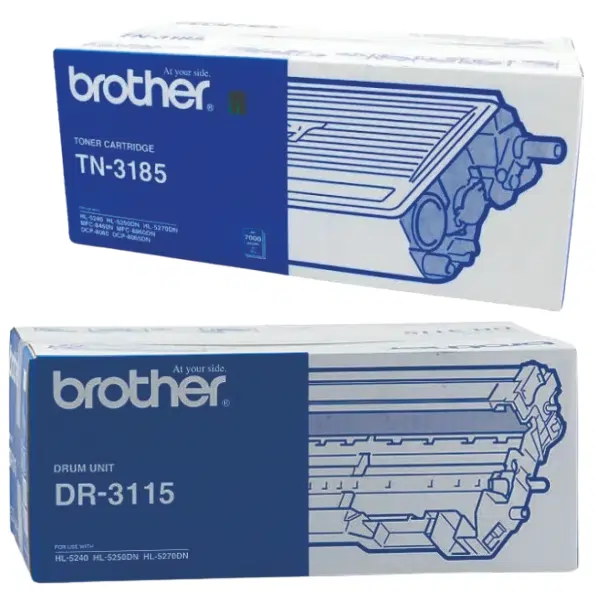 Brother DR3115 Drum Unit & Brother TN3185 Black Toner Cartridge