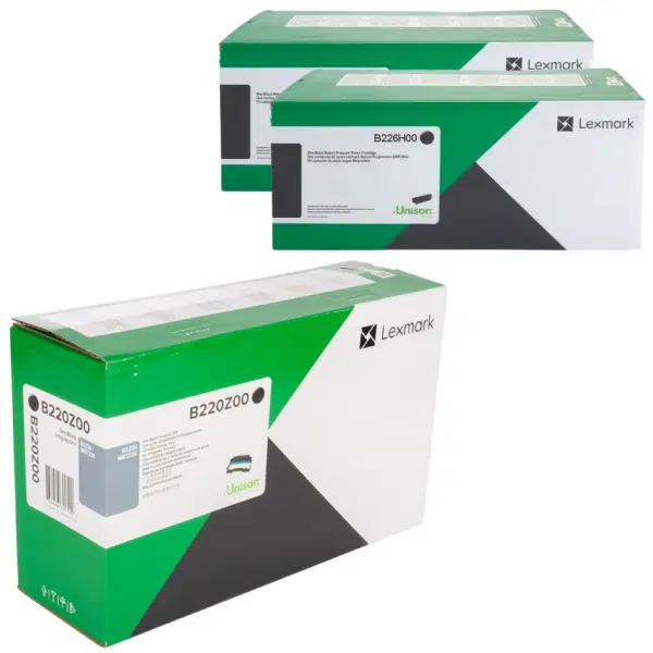Lexmark B220Z00 Imaging Unit & 2 x Lexmark B226H00 High Yield Black Toner Cartridge