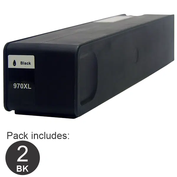 2 x Compatible HP #970XL High Yield Black Ink Cartridge CN625AA